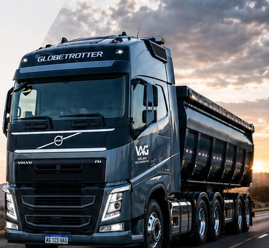 Tractor Volvo con batea — carga seca a granel
