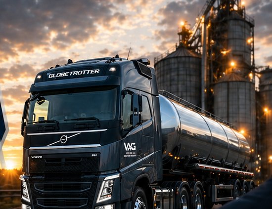 Tractor Volvo con cisterna — transporte de líquidos